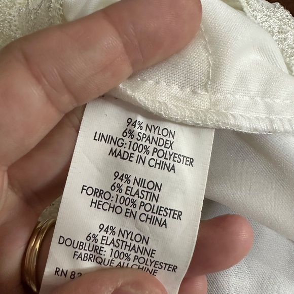 NWT Marina Ivory Lace Overlay Sequin Beaded Fairycore Cocktail Formal Dress Sz M - Picture 9 of 9